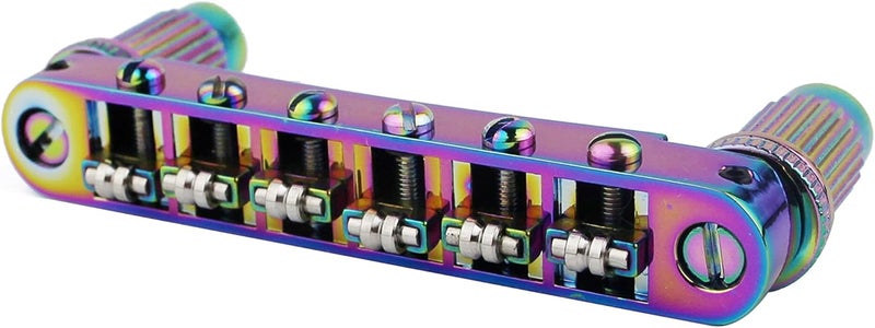 guyker Guitar Tune-O-Matic Bridge and Stop Bar Tailpiece Combo Replacement Compatible with LP SG EPI 6 String Electric Guitar(GS001 + GM005, Chameleon Rainbow) - Image 5